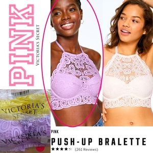 two Large PINK Push-Up Bralette pink and black